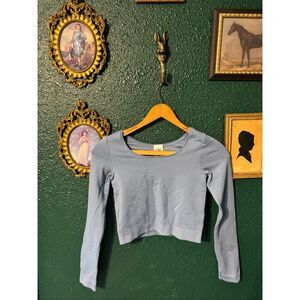 Athleta Girl Blue Long Sleeve Crop Top Sz Medium 8/10